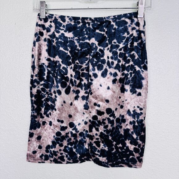 Vintage Y2K Skirt Womens Small Velvet Velour Spotted Pencil Mini Side Slit 90s - Picture 4 of 8